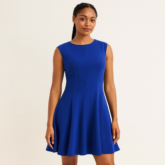 Eliza J Sleeveless Dress Fit And Flare A Line Cocktail Cobalt Royal Blue Size 6 - Picture 1 of 11